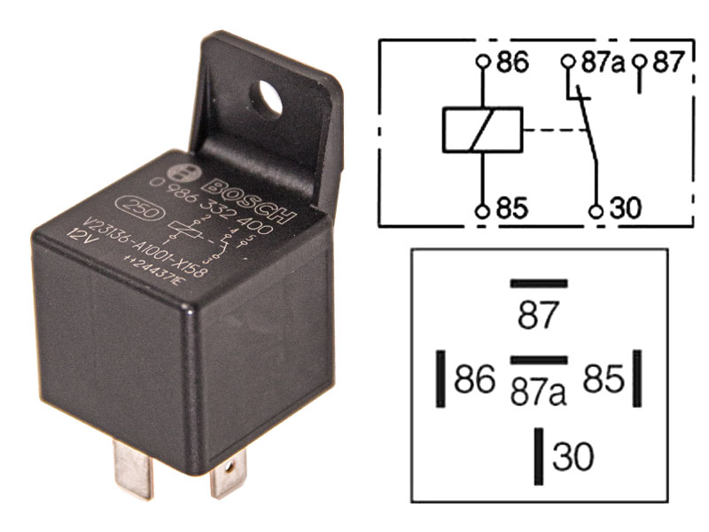 RELE 12V 20/30A, 87A 5-NAP, PITIMELLÄ 0986332400 OE 