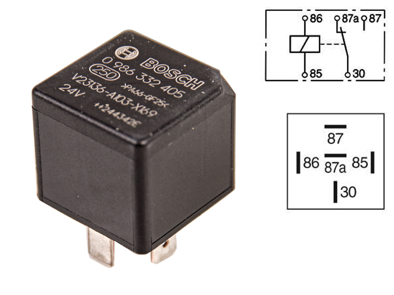 RELE 24V 10/20A 5-N. ILMAN PIDINTÄ 0986332405 OE 