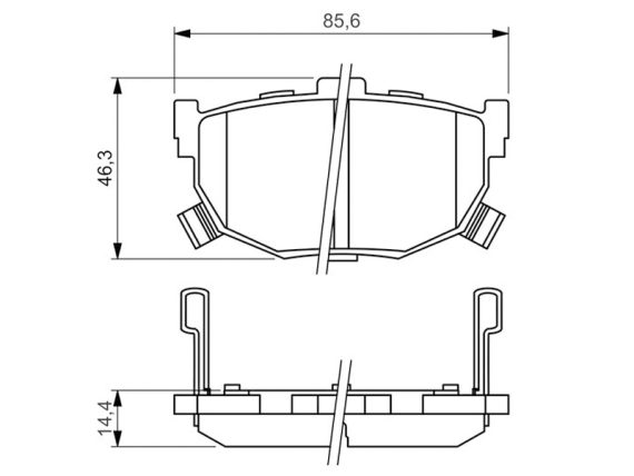 0986424418_002.JPG Bremžu kluču komplekts, aizmugurējais, BOSCH, HYUNDAI, KIA, NISSAN 44060-08E91 0986424418 OE 44060-08E91