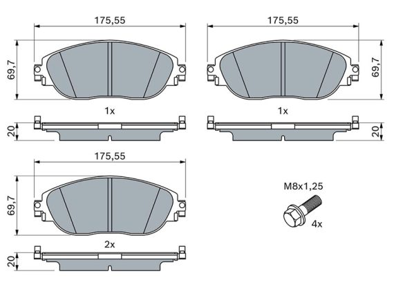 0986424628_002.JPG Brake Pad Set 0986424628 OE 3Q0698151