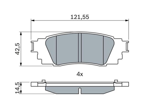 0986424840_002.JPG Bremžu kluču komplekts, aizmugurējais, BOSCH TOYOTA 04466-10010 0986424840 OE 04466-10010