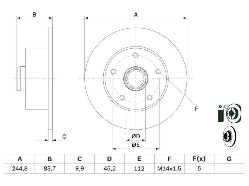 Brake disc 0986479B48 OE 8D0615601B