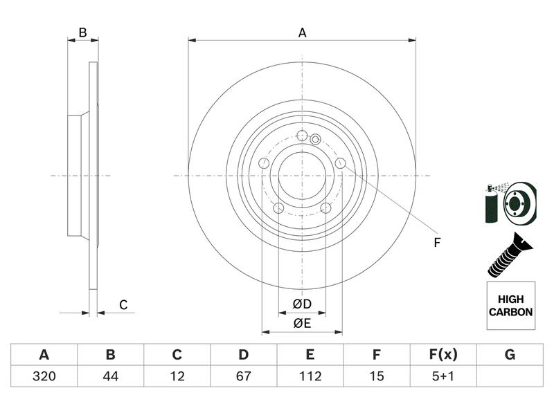 Aizmugurējais bremžu disks BOSCH, piegādātāja iepakojumā 2 gab., MB 0986479F13 OE 