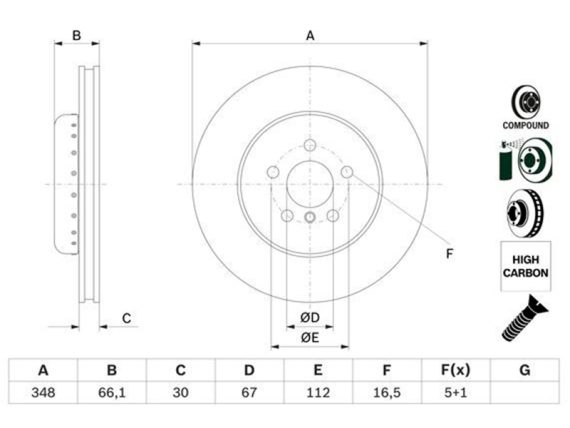 0986479F57_001.JPG Bremžu disks, BOSCH BMW 34106880073 0986479F57 OE 34106880073