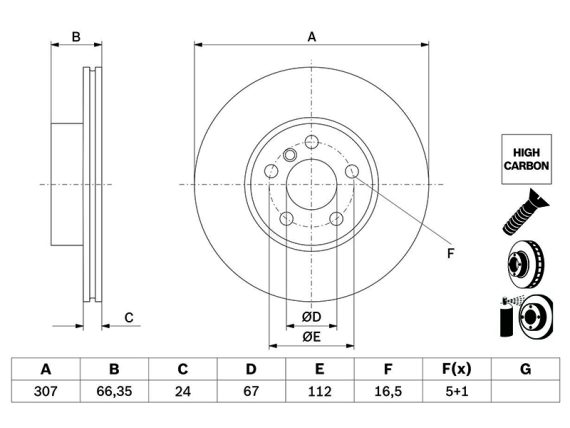 0986479H33_001.JPG Bremžu disks, BOSCH BMW 34106877212 0986479H33 OE 34106877212