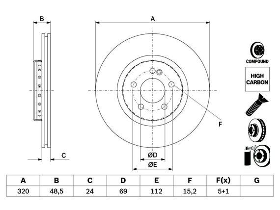 0986479H43_001.JPG Brake disc, coated, high carbon 0986479H43 OE 0004230712