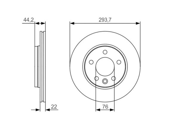 0986479S06_001.JPG Bremžu disks, aizmugurējais, BOSCH, AUDI, VW 7E0615601D (2 gab. komplekts) 0986479S06 OE 7E0615601D