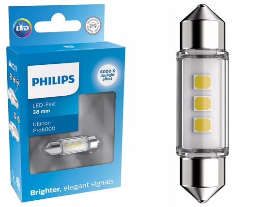 AUTO SPULDZE LED PHILIPS 12V BALTS SV8,5 100lm 10-11854CU60X1 OE 