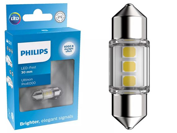 AUTO SPULDZE LED PHILIPS 12V BALTS SV8,5 100lm 6000K 10-11860CU60X1 OE 