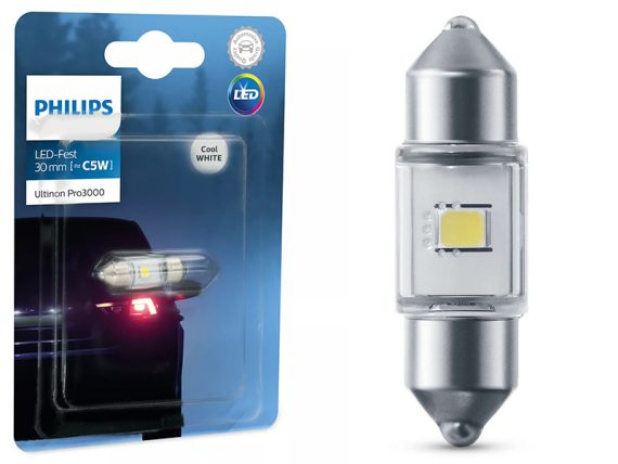 AUTO SPULDZE LED PHILIPS 12V BALTS SV8,5 50lm 6000K 10-11860U30CWB1 OE 