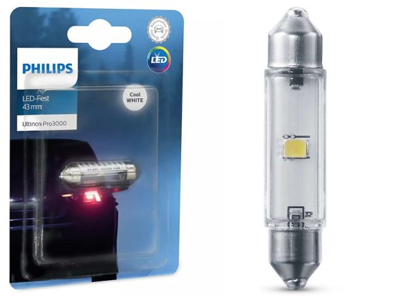 AUTO SPULDZE LED PHILIPS 12V BALTS SV8,5 50lm 6000K 10-11864U30CWB1 OE 