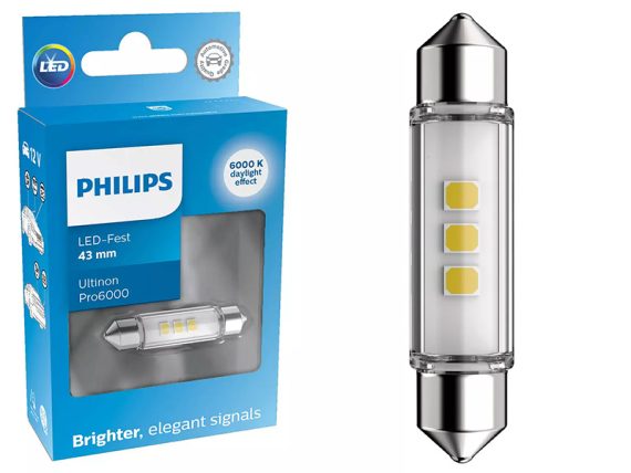 AUTO SPULDZE LED PHILIPS 12V BALTS SV8,5 100lm 6000K 10-11866CU60X1 OE 