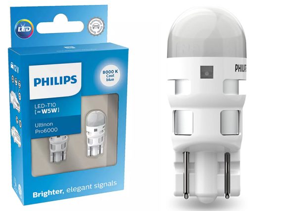 AUTO SPULDZE LED PHILIPS 2GB 12V BALTS T10 W5W W2,1X9,5D 90lm 10-11961XU60X2 OE 