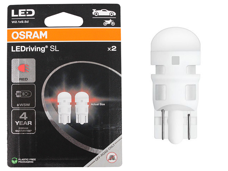 OSRAM LEDRIVING SL 12V W5W RED 10-2825DRP-2BL OE 