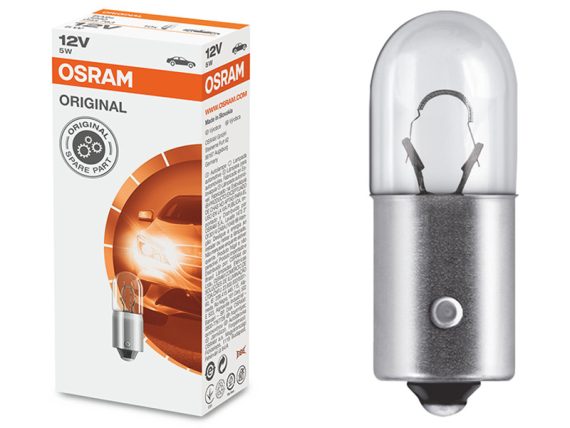 AUTO SPULDZE OSRAM  ORIGINAL 12V 5W BA9S BOX 10PCS 10-3860 OE 