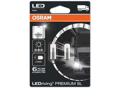 AUTO SPULDZE OSRAM  LEDRIVING 24V T4W BA9S 6000K PREMIUM SL 10-3924CW-02B OE 