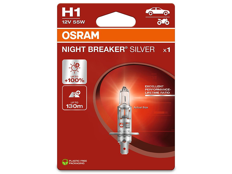 OSRAM NIGHT BREAKER 12V H1 SILVER 10-64150NBS-1BL OE 