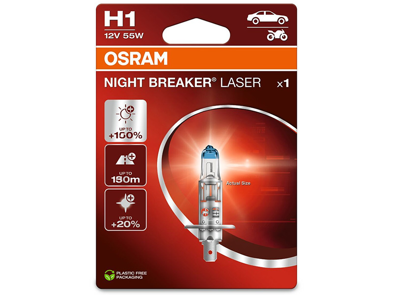 OSRAM NIGHT BREAKER LASER 12V H1 10-64150NL-1BL OE 