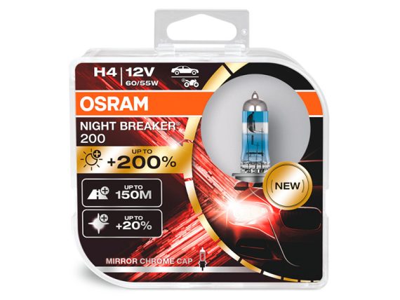 AUTO SPULDZE OSRAM  H4 NIGHT BREAKER® 200 DUO BOX 10-64193NB200-HCB OE 
