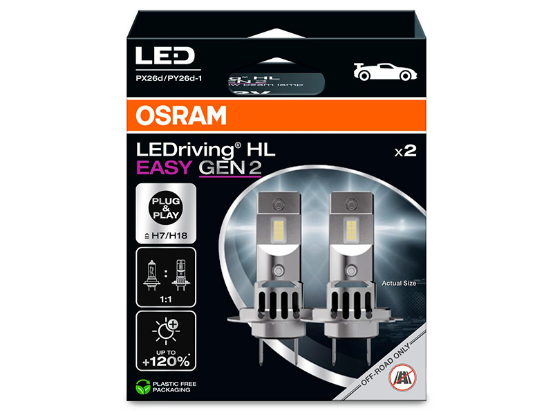 LED spuldzes Osram LEDriving HL Easy Gen 2 H7/H18 10-64210DWESY2-2HB OE 