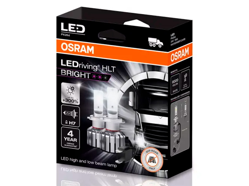 OSRAM LEDRIVING H7 HL BRIGHT 24V POLTTIMOPARI 10-64215DWBRT-2HFB OE 