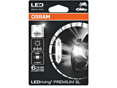 AUTO SPULDZE OSRAM  LEDRIVING 12V C5W 41MM COOL WHITE PREMIUM SL 10-6499CW-01B OE 