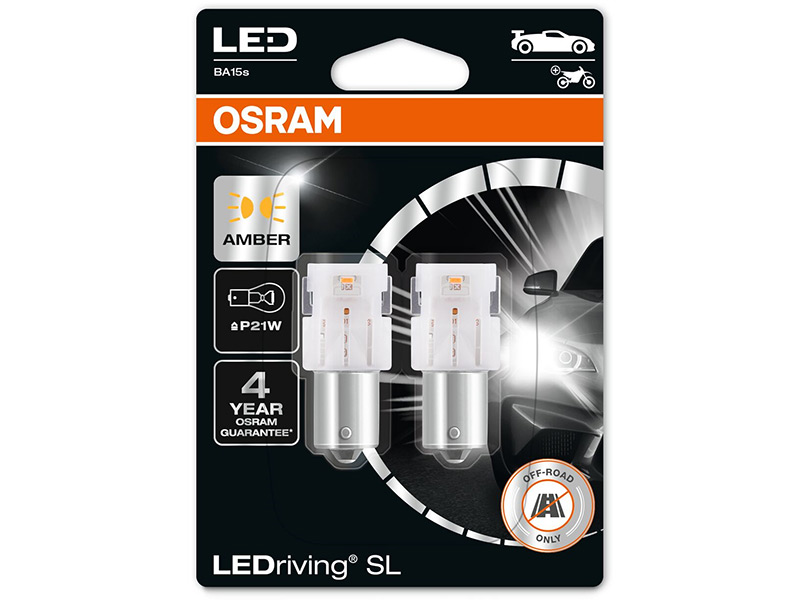 OSRAM LEDRIVING SL 12V P21W AMBER 10-7506DYP-2BL OE 