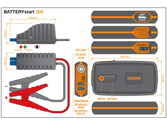 STARTĒŠANAS PALĪGIERĪCE OSRAM  300/1500A 10-OBSL300 OE 