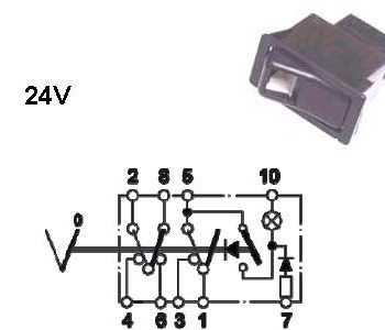 Gaismu slēdzis ar simbolu 24V, 7 spailes, kods 1000-060195