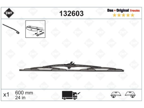 Stikla  tīrītāja slotiņa  SWF TRUCKS 600 MM 132603 OE 0008205045