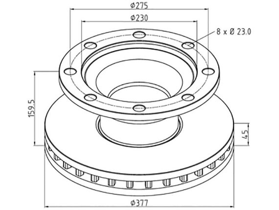 Brake disk BPW 19.5 1497-04637400A OE 0308834030