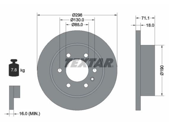 1497-92301103_001.JPG Bremžu disks, aizmugurējais, TEXTAR 298MM MB SPRINTER 02/2018 -> 9104230200 1497-92301103 OE 9104230200