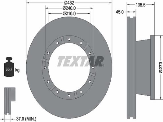 Brake disk Iveco Stralis 1497-93142900 OE 2992477