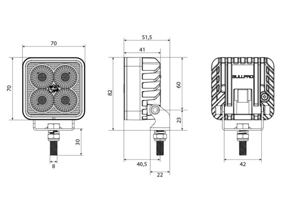 Darba/atpakaļgaitas lukturis LED SPECTRUM  70 x70 x41mm, 24w, 2750 lm (minimālais pasūtījums 10 gab) 1603-300231 OE 