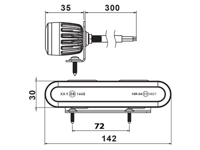 BRĪDINĀJUMA GAISMA LED DZELTENS 142X30X35MM 12-24V IP67 / R65 1603-300609 OE 