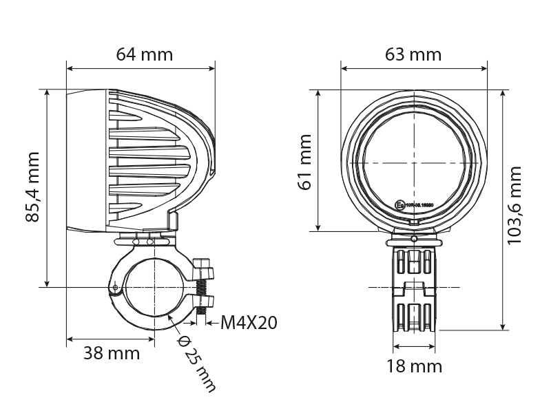Led work light 20W 1603-300800 OE 