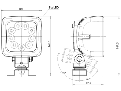 LED / ATKAĻ GAITA GAISMA UN DARBA LUKTURIS  WAS  14,4W 12-24V 1606-27865 OE 