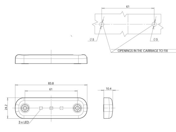 1606-27947_003.JPG Gabarīta gaisma, LED zaļš 12/24V 84X24MM 1606-27947 OE