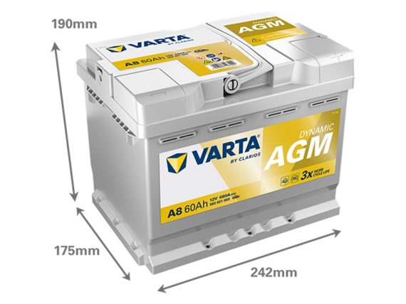 1820-A8_002.JPG Battery AGM xEV 60Ah 1820-A8 OE 000915105CB