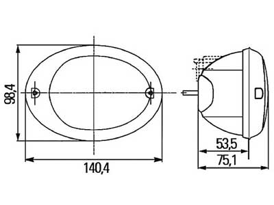 AIZMUGURĒJA LUKTURIS  HELLA AGROLUNA 140X98.4X75.1MM 2SD343130071 OE 