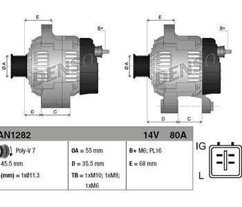 Ģenerators 80A Toyota 27060-28280 — 3200-60543DENSO