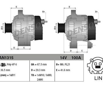 Ģenerators 100A Toyota 27060-0Q150 — 3200-60546DENSO