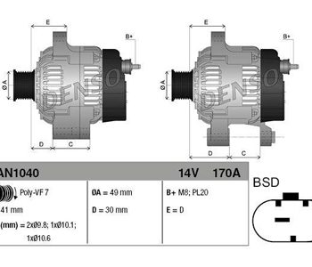 Ģenerators 170A BMW 12317550468 — 3200-60554DENSO