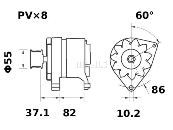 3200-61090MAHLE_002.JPG Ģenerators MG145 65A 3200-61090MAHLE OE 504334055