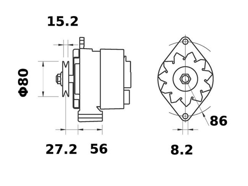 Ģenerators Mahle 12V 75A John Deere, Case 56 mm kronšteins 3200-61332MAHLE OE RE509106