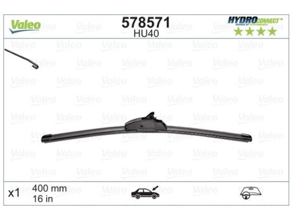 Stikla tīrītāja slotiņa VALEO HU40 HYDROCONNECT UPGRADE LHD 40CM 578571 OE 1611346080