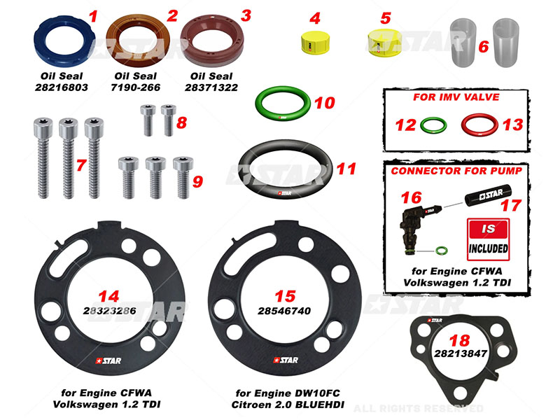 Common Rail remonta komplekts Star Delphi DFP6 60139-40 OE 