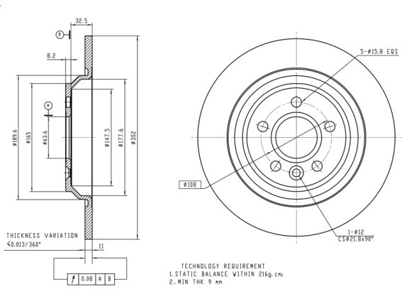 Brake disc 69-1000 OE 