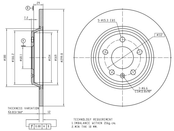 Brake disc 69-1010 OE 