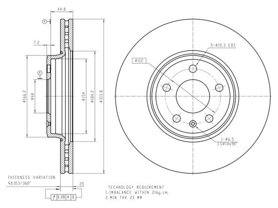 69-1026_001.JPG Bremžu disks, priekšējais, AUDI 8K0615301 (2 gab. komplekts) 69-1026 OE 8K0615301